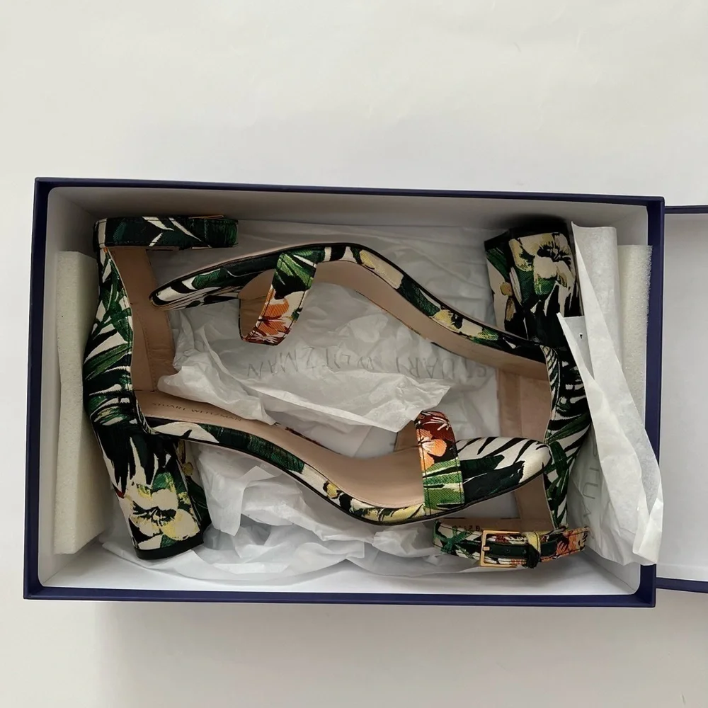 NEW STUART WEITZMAN Botanic Green Ankle Strap Heel Sandals 8